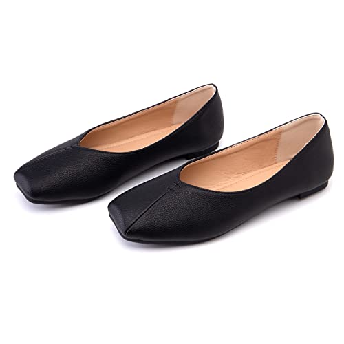 Bviennic Women's Slip-On Square Toe Flats