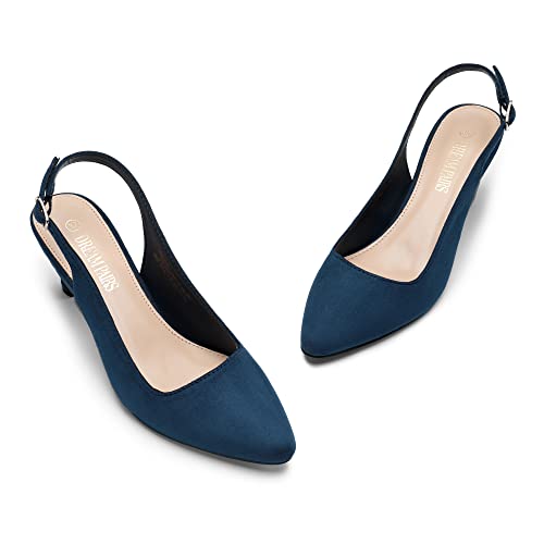 DREAM PAIRS Womens Slingback Kitten Heel Court Shoes