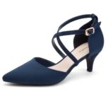 Greatonu Womens Pointed Toe Kitten Heel Sandals