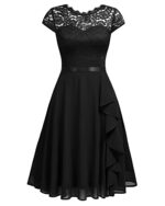 MIUSOL Women's Vintage Lace Chiffon Party Swing Dress