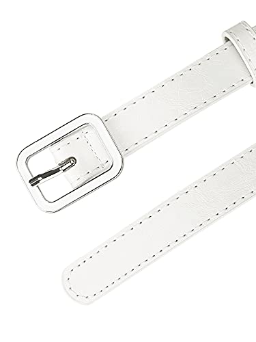 Allegra K Women's Skinny Leather Belt with Rectangle Buckle