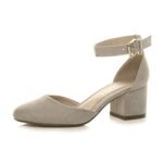 AJVANI Women's low block heel ankle strap shoes