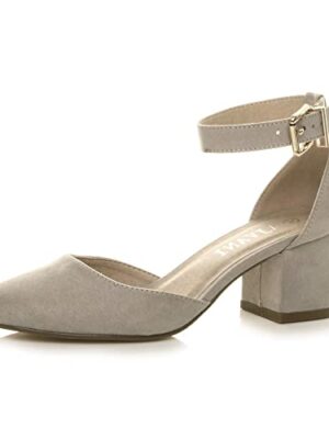 AJVANI Women's low block heel ankle strap shoes