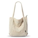 KALIDI Corduroy Waterproof Tote Bag with Zipper, 35L