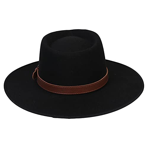 JK Home Wool Felt Fedora Hat - One Size Unisex - Black