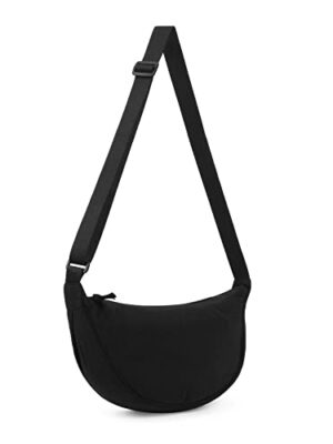 Crescent Nylon Crossbody Bag for Women with Adjustable Strap