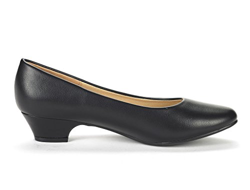 DREAM PAIRS Womens Mid Block Heels Round Toe Pumps
