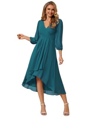Ever-Pretty Women's Chiffon V Neck Midi Wedding Dress