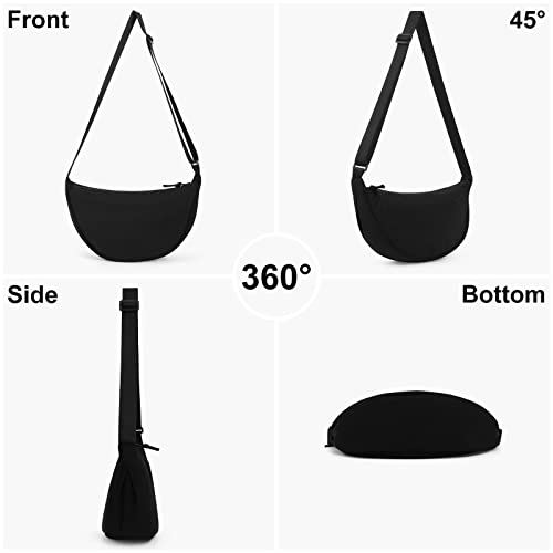 Crescent Nylon Crossbody Bag for Women with Adjustable Strap