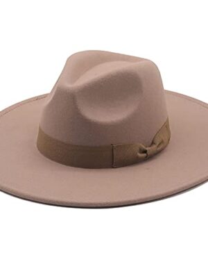 QUUPY Classic Felt Fedora Hat with Bow Band