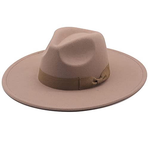 QUUPY Classic Felt Fedora Hat with Bow Band