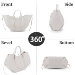 Kavjizy Leather Crescent Tote Bag with Clutch, Large Capacity