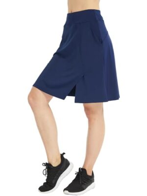 Westkun Knee Length Golf Skirts for Women with Pockets