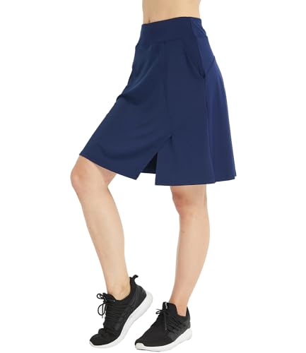 Westkun Knee Length Golf Skirts for Women with Pockets