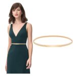 JASGOOD Women’s Thin Gold Metal Stretch Chain Belt