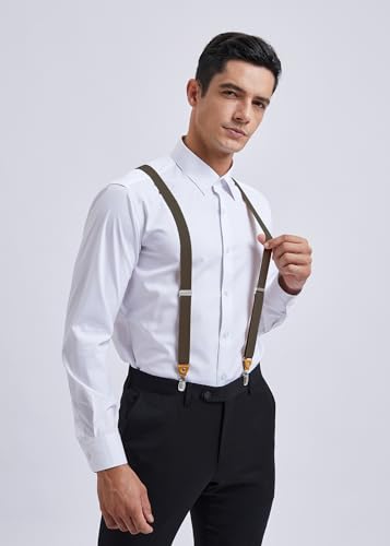 HISDERN Mens Braces with Strong Metal Clips Suspenders