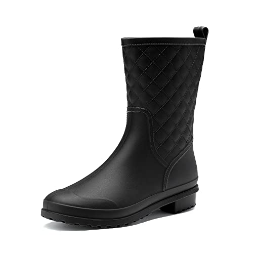 DREAM PAIRS Women's Mid Calf Waterproof Rain Boots
