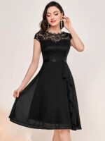 MIUSOL Women's Vintage Lace Chiffon Party Swing Dress
