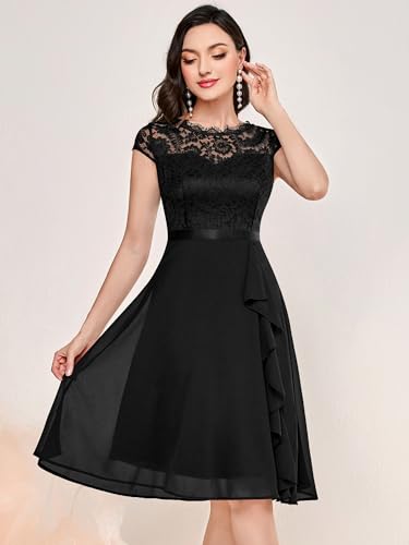 MIUSOL Women's Vintage Lace Chiffon Party Swing Dress