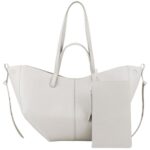 Kavjizy Leather Crescent Tote Bag with Clutch, Large Capacity