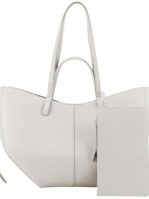 Kavjizy Leather Crescent Tote Bag with Clutch, Large Capacity