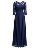 MIUSOL Women's Vintage Lace 3/4 Sleeve Maxi Dress