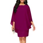 Closhion Women's Plus Size Chiffon Party Midi Dress