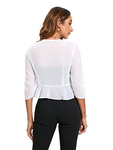 Famulily Womens Summer Chiffon Shrugs Cropped Blazer