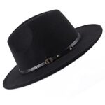 Unisex Adjustable Wide Brim Fedora Hat - Felt Panama Cap