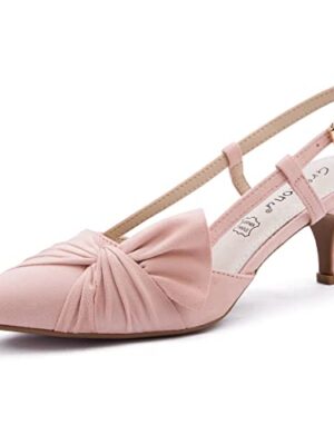 Greatonu Women's Kitten Heel Slingback Pumps