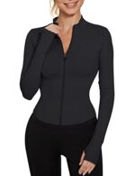 IECCP Womens Long Sleeve Yoga Crop Top with Thumb Holes