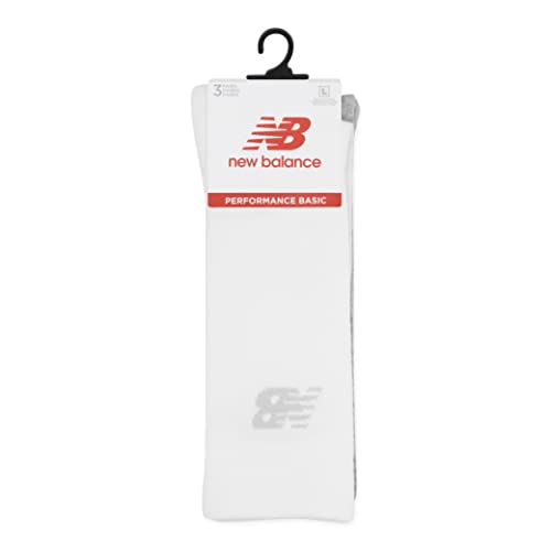 New Balance Unisex 3 Pack Crew Socks, White, M EU