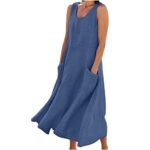 Sundresses for Women Cotton Linen Sleeveless Long Dress