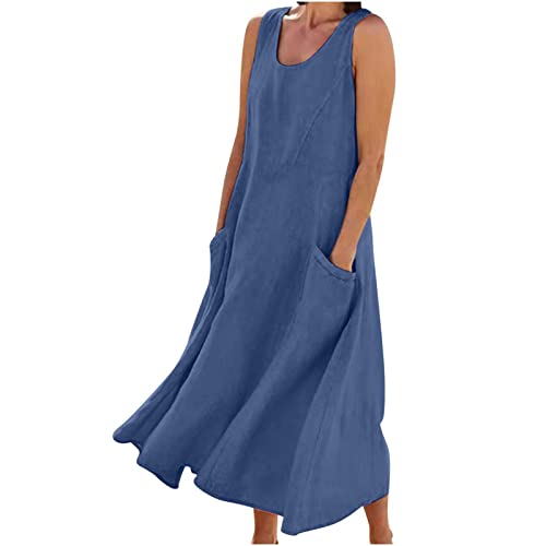 Sundresses for Women Cotton Linen Sleeveless Long Dress