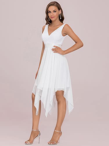 Ever-Pretty Women's V Neck Lace Chiffon Knee Length Dress