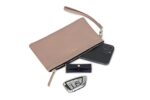 Goatskin Leather Wristlet Clutch Wallet with Strap