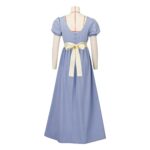 FRIUSATE Green Regency Dress with Sash, Empire Waist
