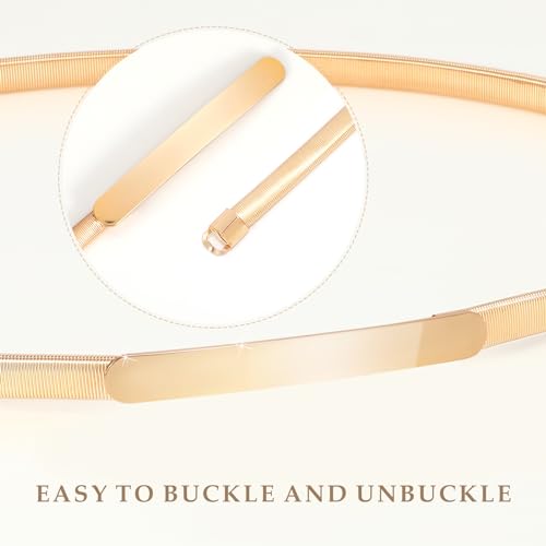 JASGOOD Women’s Thin Gold Metal Stretch Chain Belt