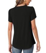 Anyhold Women's Summer Petal Sleeve Pleated Blouse