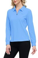 MoFiz Women's Long Sleeve Polo Shirt with 1/4 Zipper