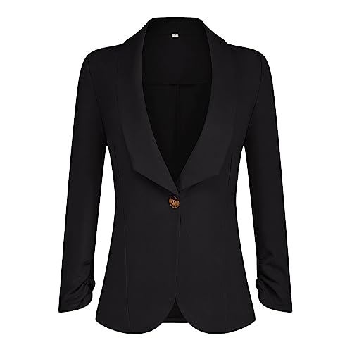 PrinStory Womens 3/4 Sleeve Open Front Blazer Jacket