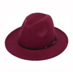 Upstore Women Classic Wool Fedora Hat (Wine Red)