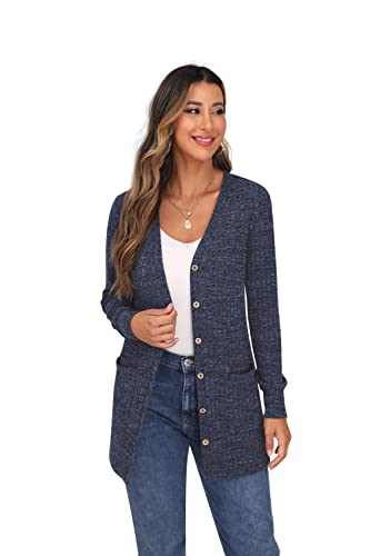GRECERELLE Women's Long Sleeve V Neck Cardigan with Pocket