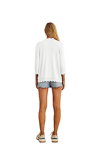 GRECERELLE women's 3/4 sleeve ruffle cardigan
