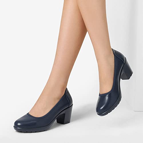 DREAM PAIRS Women's Chunky Low Block Heels Work Pumps
