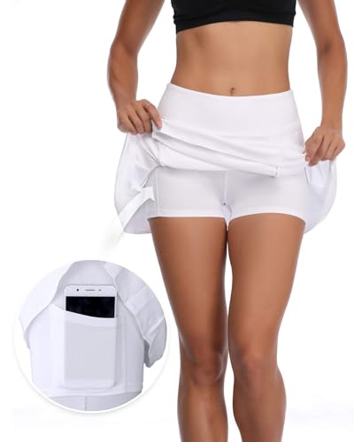 Women's Pleated Tennis Skirt with Pockets, High Waist