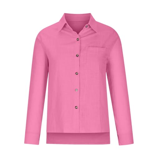 Linen Button Down Shirts for Women, Long Sleeve, S-5XL
