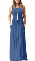 AUSELILY Women's Dark Teal Sleeveless Maxi Dress with Pockets