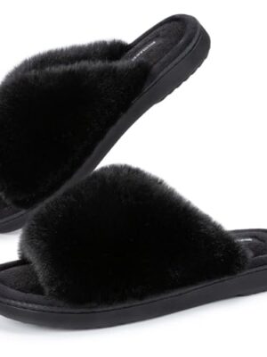 Snug Leaves Ladies' Deluxe Memory Foam Open Toe Slippers