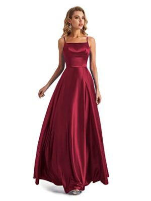 Lecureler Satin Spaghetti Strap Dress